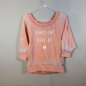 Roxy Peach Tie Dye Sunshine Girl Heart 3/4 Sleeve Sweatshirt Top Women's Medium